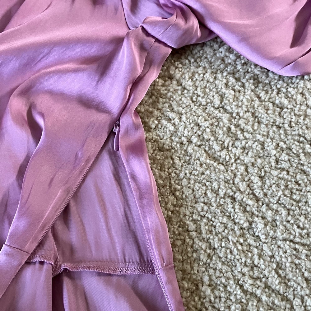 PAIGE Satin Lilac Wrap Peplum Blouse - Picture 3 of 7